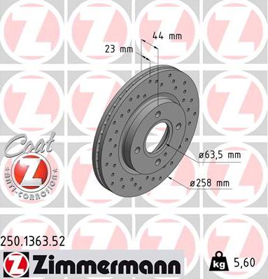 Zimmermann 250.1363.52 - Stabdžių diskas autoreka.lt