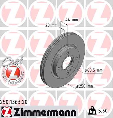 Zimmermann 250.1363.20 - Stabdžių diskas autoreka.lt