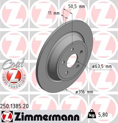 Zimmermann 250.1385.20 - Stabdžių diskas autoreka.lt