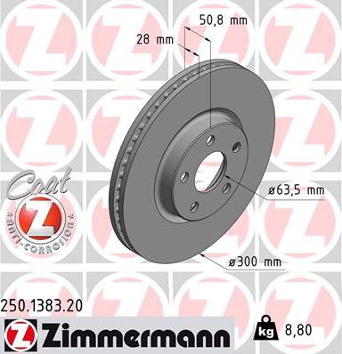 Zimmermann 250.1383.20 - Stabdžių diskas autoreka.lt