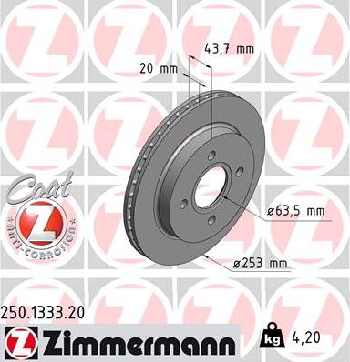 Zimmermann 250.1333.20 - Stabdžių diskas autoreka.lt