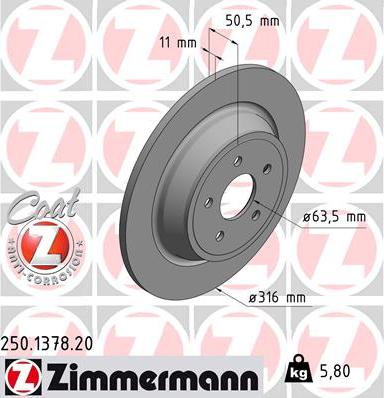 Zimmermann 250.1378.20 - Stabdžių diskas autoreka.lt