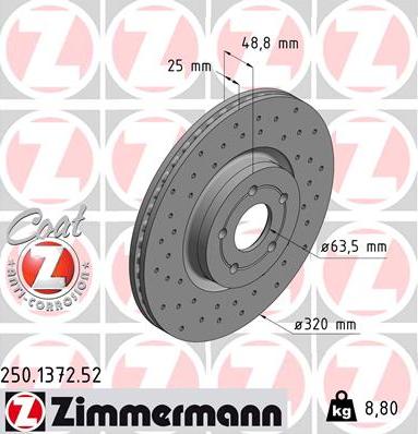 Zimmermann 250.1372.52 - Stabdžių diskas autoreka.lt