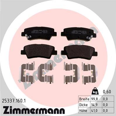 Zimmermann 25337.160.1 - Stabdžių trinkelių rinkinys, diskinis stabdys autoreka.lt