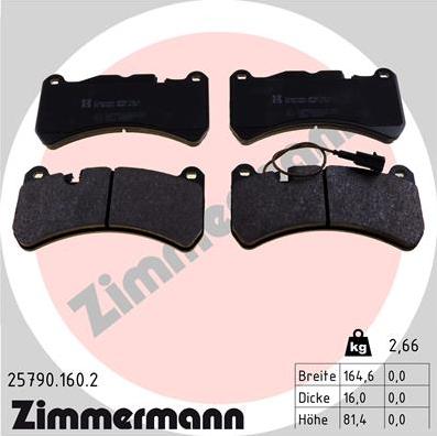 Zimmermann 25790.160.2 - Stabdžių trinkelių rinkinys, diskinis stabdys autoreka.lt