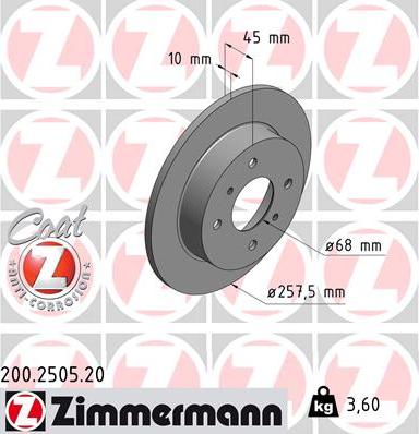 Zimmermann 200.2505.20 - Stabdžių diskas autoreka.lt