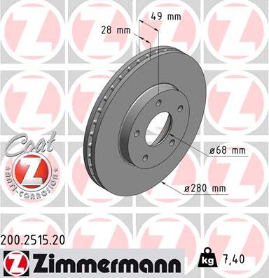Zimmermann 200.2515.20 - Stabdžių diskas autoreka.lt