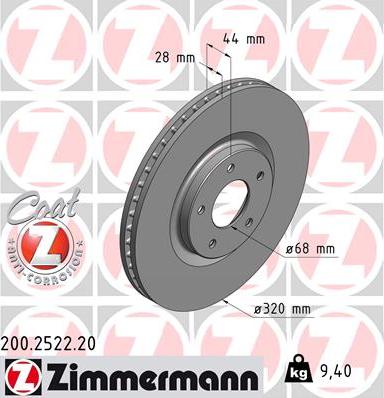 Zimmermann 200.2522.20 - Stabdžių diskas autoreka.lt