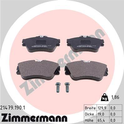 Zimmermann 21479.190.1 - Stabdžių trinkelių rinkinys, diskinis stabdys autoreka.lt