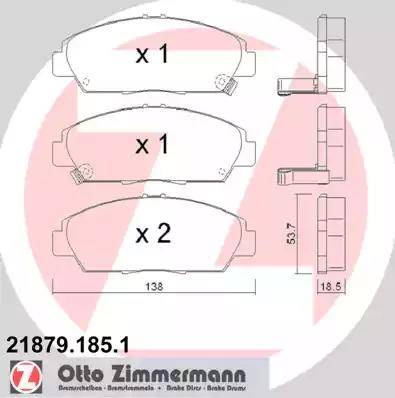 Zimmermann 21879.185.1 - Stabdžių trinkelių rinkinys, diskinis stabdys autoreka.lt