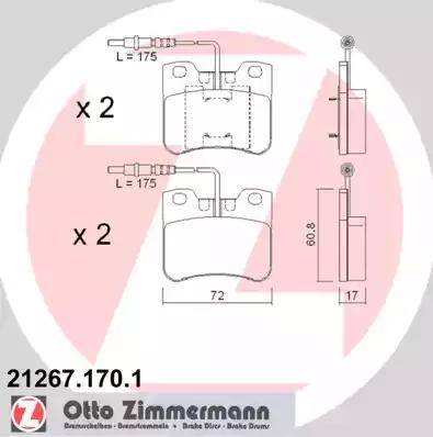 Zimmermann 21267.170.1 - Stabdžių trinkelių rinkinys, diskinis stabdys autoreka.lt