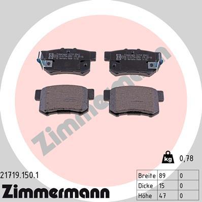 Zimmermann 21719.150.1 - Stabdžių trinkelių rinkinys, diskinis stabdys autoreka.lt