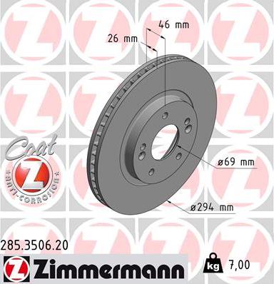 Zimmermann 285.3506.20 - Stabdžių diskas autoreka.lt
