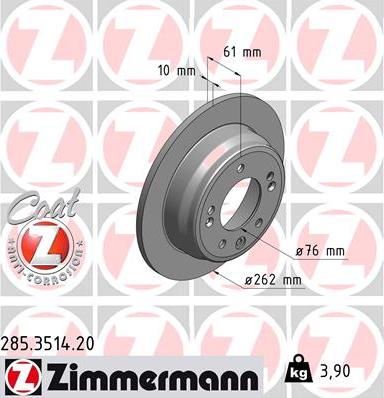 Zimmermann 285.3514.20 - Stabdžių diskas autoreka.lt