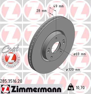 Zimmermann 285.3516.20 - Stabdžių diskas autoreka.lt