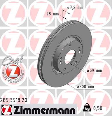 Zimmermann 285.3518.20 - Stabdžių diskas autoreka.lt
