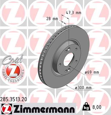 Zimmermann 285.3513.20 - Stabdžių diskas autoreka.lt