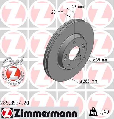 Zimmermann 285.3534.20 - Stabdžių diskas autoreka.lt