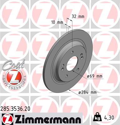 Zimmermann 285.3536.20 - Stabdžių diskas autoreka.lt