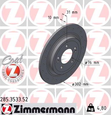 Zimmermann 285.3533.52 - Stabdžių diskas autoreka.lt