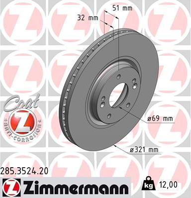 Zimmermann 285.3524.20 - Stabdžių diskas autoreka.lt