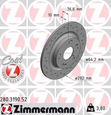 Zimmermann 280.3190.52 - Stabdžių diskas autoreka.lt