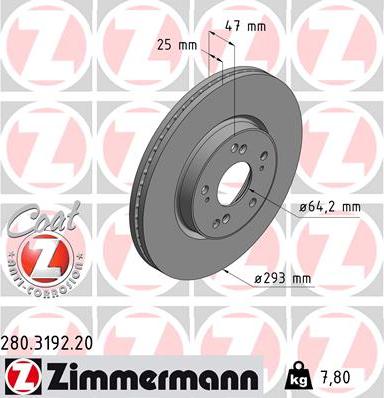 Zimmermann 280.3192.20 - Stabdžių diskas autoreka.lt