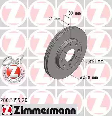 Zimmermann 280.3159.20 - Stabdžių diskas autoreka.lt