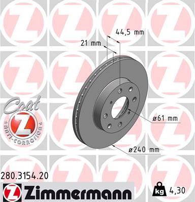 Zimmermann 280.3154.20 - Stabdžių diskas autoreka.lt