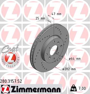 Zimmermann 280.3157.52 - Stabdžių diskas autoreka.lt