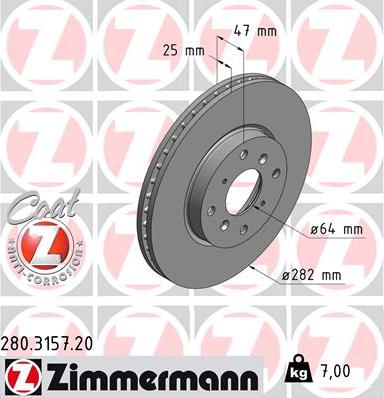 Zimmermann 280.3157.20 - Stabdžių diskas autoreka.lt
