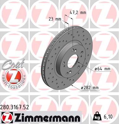 Zimmermann 280.3167.52 - Stabdžių diskas autoreka.lt