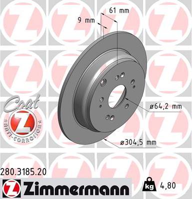 Zimmermann 280.3185.20 - Stabdžių diskas autoreka.lt