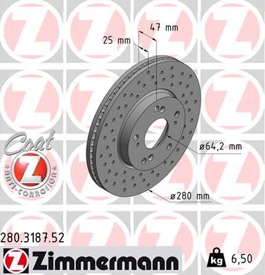 Zimmermann 280.3187.52 - Stabdžių diskas autoreka.lt
