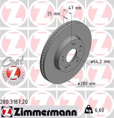 Zimmermann 280.3187.20 - Stabdžių diskas autoreka.lt