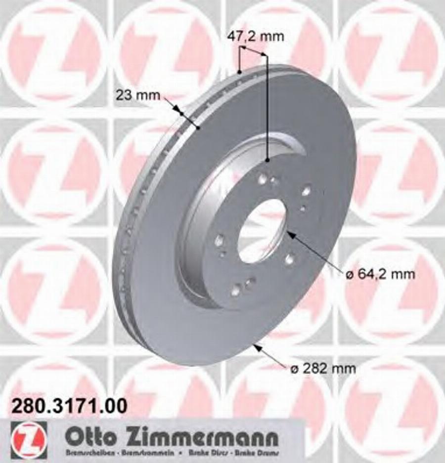 Zimmermann 280.3171.00 - Stabdžių diskas autoreka.lt