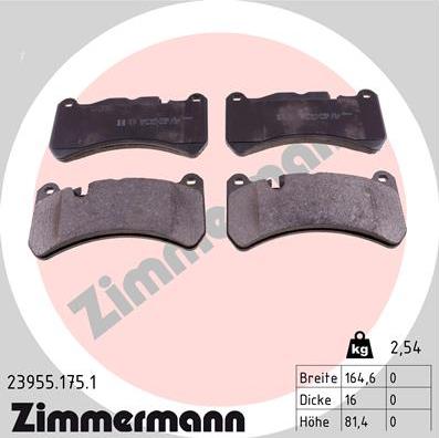 Zimmermann 23955.175.1 - Stabdžių trinkelių rinkinys, diskinis stabdys autoreka.lt