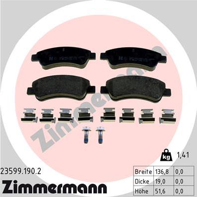 Zimmermann 23599.190.2 - Stabdžių trinkelių rinkinys, diskinis stabdys autoreka.lt