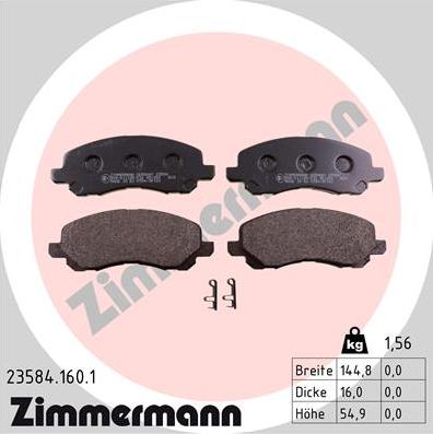Zimmermann 23584.160.1 - Stabdžių trinkelių rinkinys, diskinis stabdys autoreka.lt