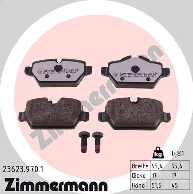Zimmermann 23623.970.1 - Stabdžių trinkelių rinkinys, diskinis stabdys autoreka.lt