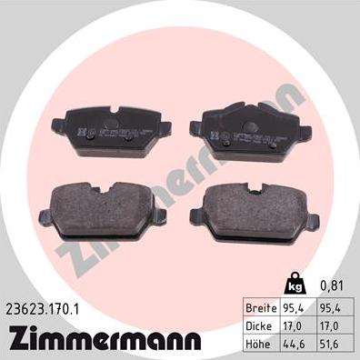 Zimmermann 23623.170.1 - Stabdžių trinkelių rinkinys, diskinis stabdys autoreka.lt