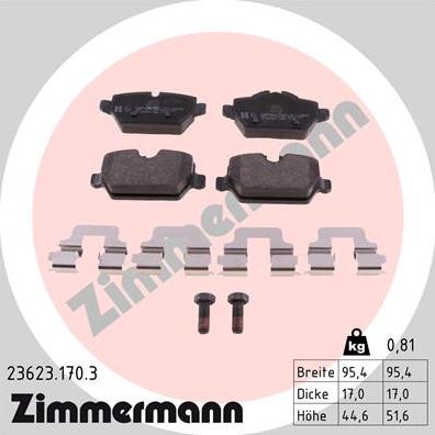 Zimmermann 23623.170.3 - Stabdžių trinkelių rinkinys, diskinis stabdys autoreka.lt