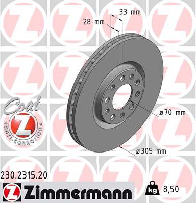 Zimmermann 230.2315.20 - Stabdžių diskas autoreka.lt