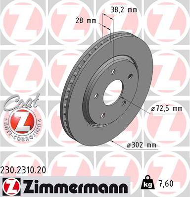 Zimmermann 230.2310.20 - Stabdžių diskas autoreka.lt