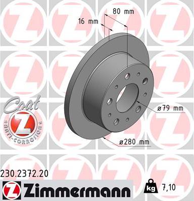Zimmermann 230.2372.20 - Stabdžių diskas autoreka.lt