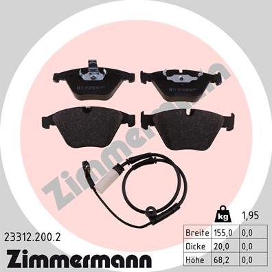 Zimmermann 23312.200.2 - Stabdžių trinkelių rinkinys, diskinis stabdys autoreka.lt