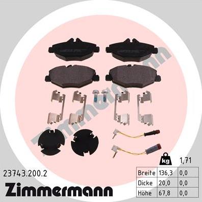 Zimmermann 23743.200.2 - Stabdžių trinkelių rinkinys, diskinis stabdys autoreka.lt