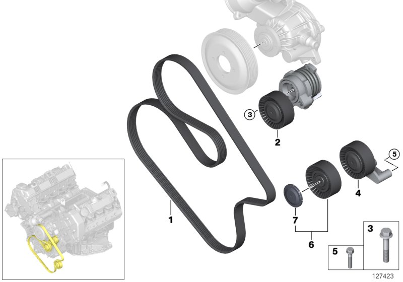 BMW 11 28 7 574 834 - Kreipiantysis skriemulys, V formos rumbuotas diržas autoreka.lt