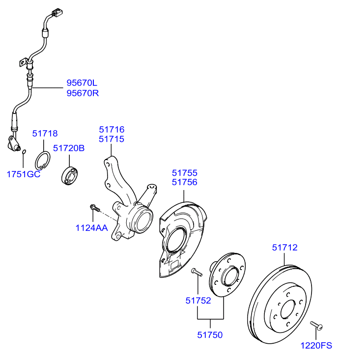 Hyundai 51750-3A003 - Rato guolio komplektas autoreka.lt