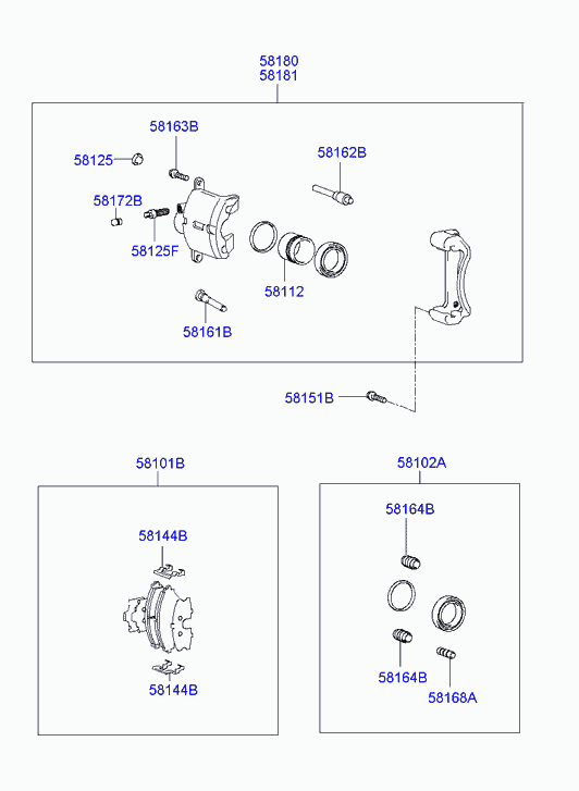 KIA 58101-38A81 - Stabdžių trinkelių rinkinys, diskinis stabdys autoreka.lt